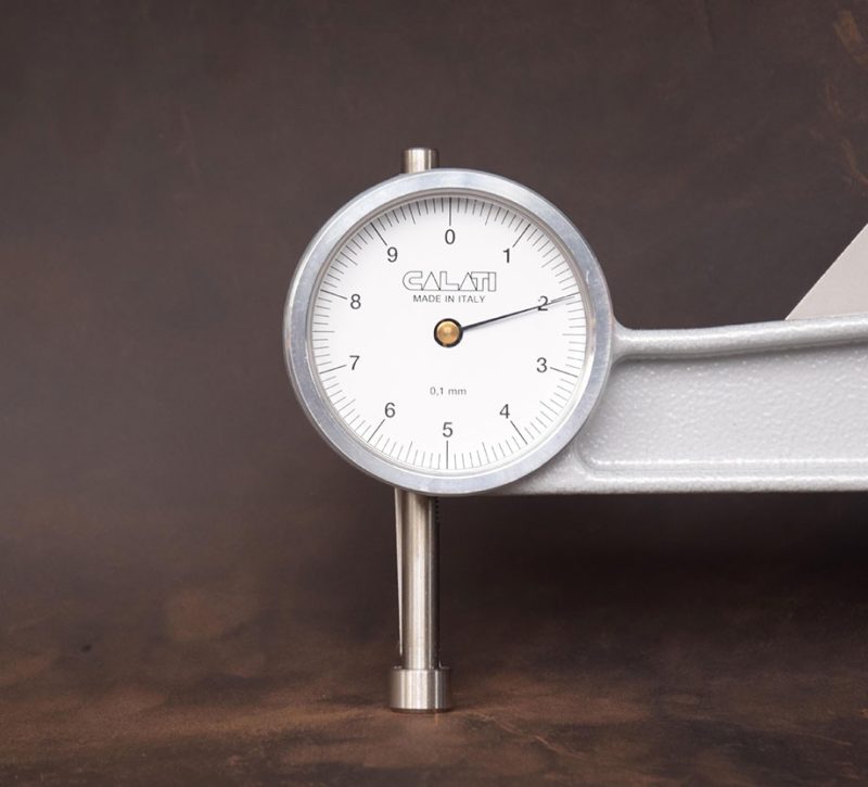 Thickness measurement for silicone leather material quality control